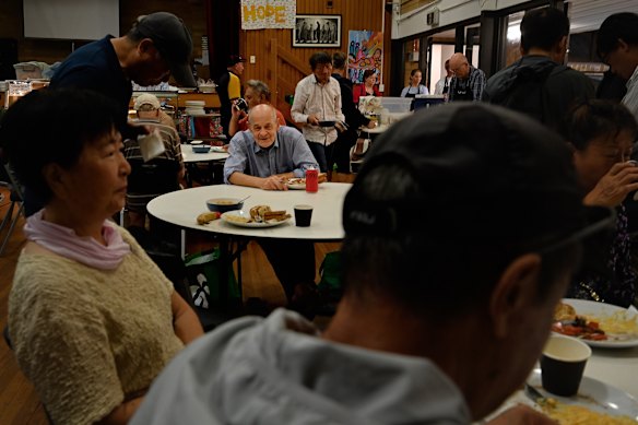 Meals in the main hall of Parramatta Mission.