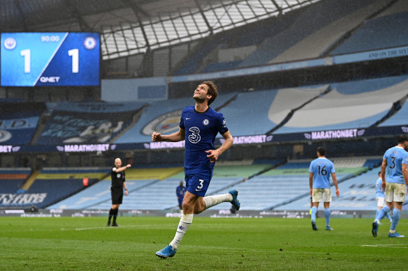 Marcos Alonso and Chelsea beat City and put off their title celebrations for at least a day.