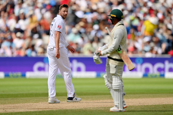 Ollie Robinson and Usman Khawaja during the tense final day.