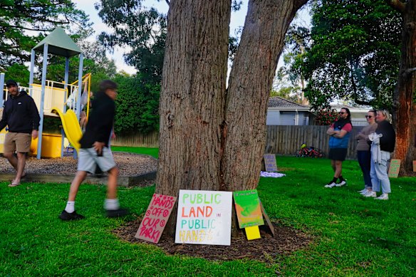 Locals protest to keep the park in public hands.