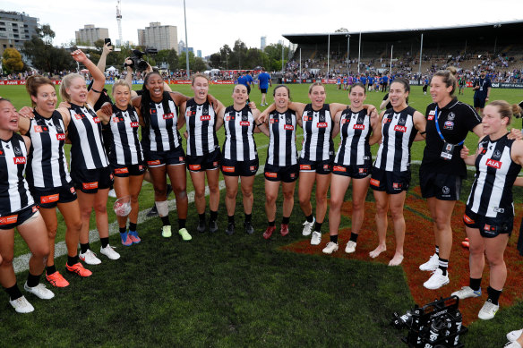 The Magpies sing the song at Collingwood’s traditional home, Victoria Park.