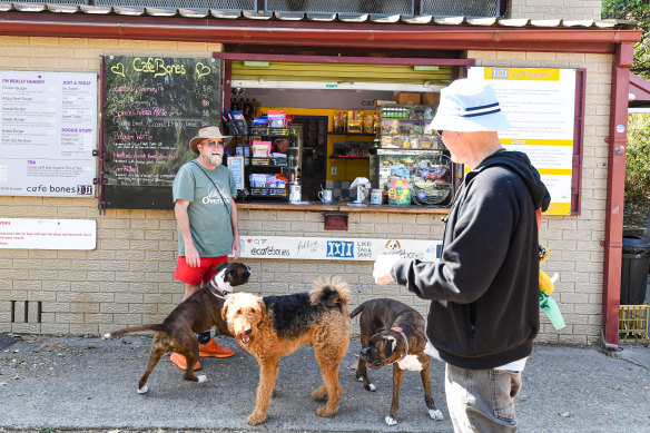 Dog owners at Cafe Bones in Leichhardt.