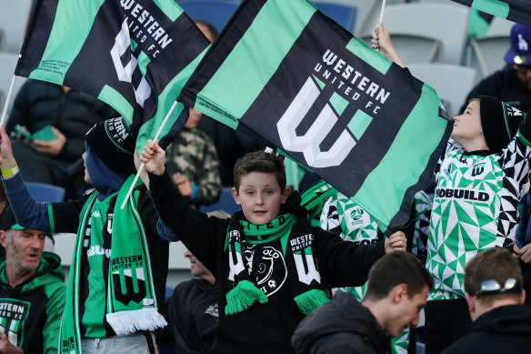 Western United supporters at their first home game.