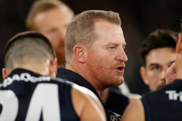 Carlton coach Michael Voss is raising the bar for the Blues in 2023.