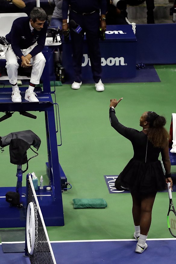 Serena Williams and Carlos Ramos clash during the women's US Open final.