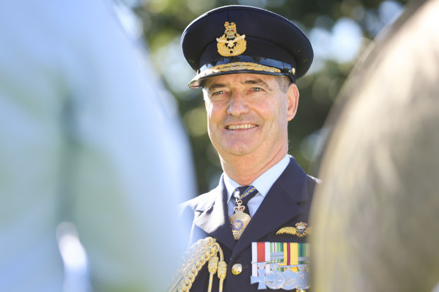 Chief of Air Force Air Marshal Mel Hupfeld, during the Air Force Centenary welcome ceremony ‘For Our Country’, at the Australian War Memorial in Canberra on Monday 29 March 2021. fedpol Photo: Alex Ellinghausen