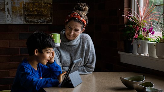 Loz Booth with her son Alistair.