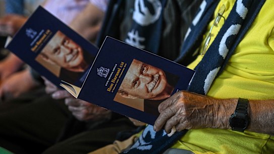 Mourners at the state memorial service for AFL legend Ron Barassi.