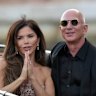 Newlyweds Lauren Sanchez Bezos and Jeff Bezos leave Venice.