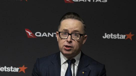 Qantas CEO Alan Joyce speaks to the media regarding Qantas half-yearly results.