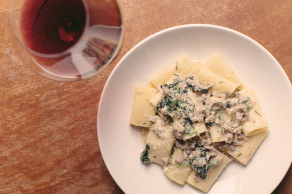 Paccheri with pork and fennel ragu.