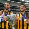 Premiership teammates Shaun Burgoyne and Cyril Rioli.