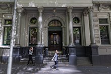 The Australian Club’s grand facade at 110 William Street.