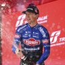 Groves wins wet and chaotic Giro stage as dog wipes out Evenepoel
