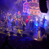 Artists from the Elephant Traks label perform in their finale at the Sydney Opera House last month as part of Vivid.