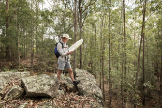 Ashley Burke, a bushwalking guide and map trainer, in his element.