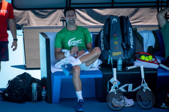 Djokovic has a break from the heat.