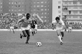 Jean-Pierre Adams (left) during an international friendly between France and Portugal.