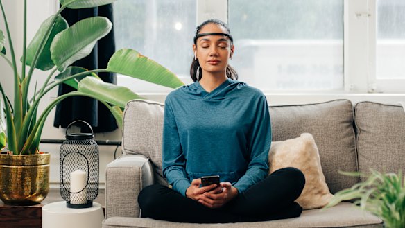 The Muse2 connects with your phone and sends it brainwave data.