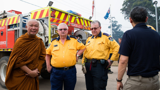 Buddhist monks visited the Wingello RFS headquarters to show their appreciation on Tuesday. 