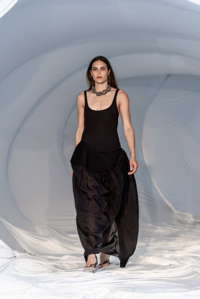 Ribbed tanks and ball skirts ... formal dressing for 2021, by Christopher Esber.