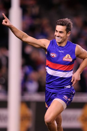 Daniel Giansiracusa playing for the Western Bulldogs in 2013.