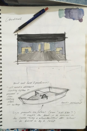 Sketches and maquettes done by Zoe Atkinson for the stage sets of Cloudstreet.