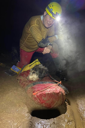 Rick Haley with Abby during her rescue.