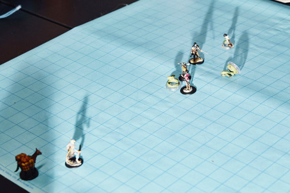 A game of Dungeons & Dragons in mid-play. 