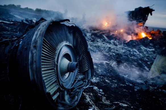 The wreckage of the MH17 flight, which was shot down in Ukraine in 2014.
