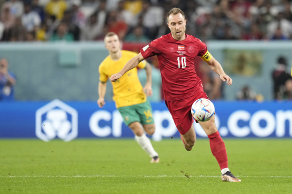 Denmark’s Manchester United superstar Christian Eriksen finds some space.