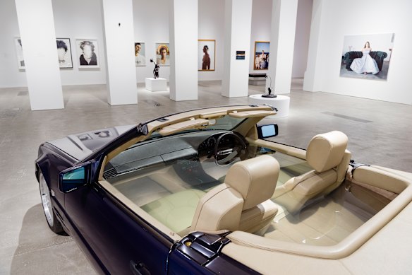 “Drowned Mercedes” (2023), a Mercedes-Benz SL convertible filled with water, featured at the Queensland Art Gallery/Gallery of Modern Art.
