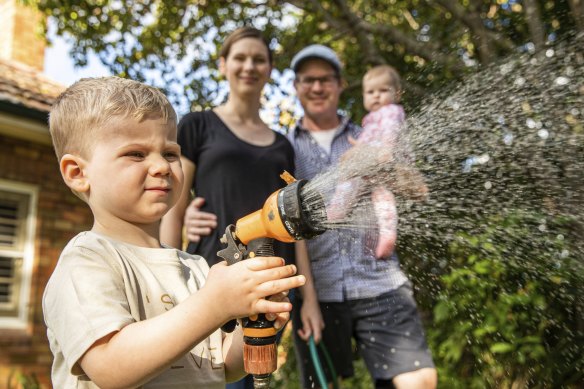 Elisha and Leo James with their children Thomas and Natalie at their West Ryde home