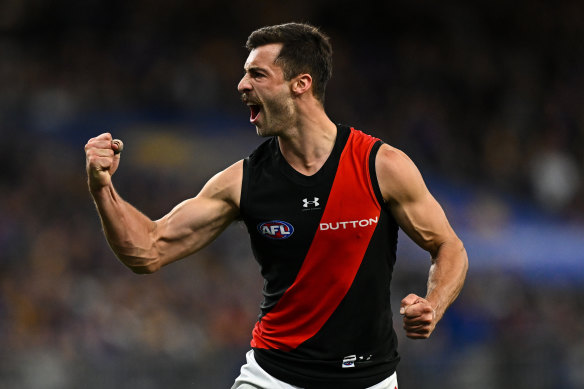 Kyle Langford celebrates a goal.