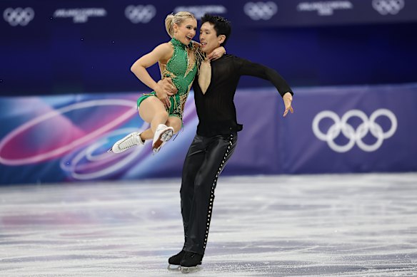 Holly Harris and Jason Chan on their way through to the next round of ice dance.