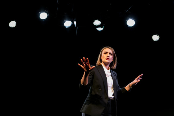 Sheridan Harbridge in a scene from playwright Suzie Miller's Prima Facie.