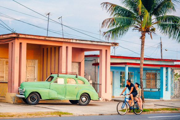 An old American car parked on a street of Havana, Cuba. 