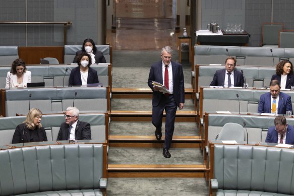 Attorney-General Mark Dreyfus arriving at the House of Representatives earlier this morning. 