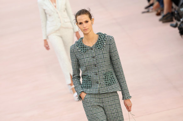 A model on the Chanel runway for the spring 2025 collection in Paris, in October.