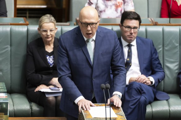 Opposition Leader Peter Dutton in parliament on Monday.