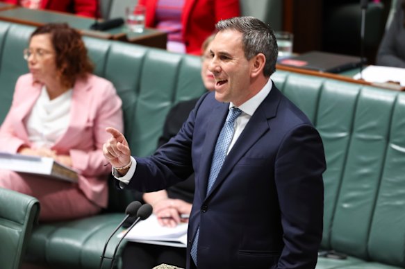 Treasurer Dr Jim Chalmers during question time today.