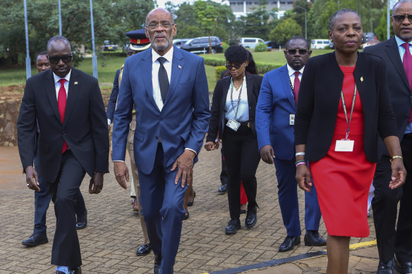 Haiti’s Prime Minister Ariel Henry, second left, in Kenya last week, before his resignation.