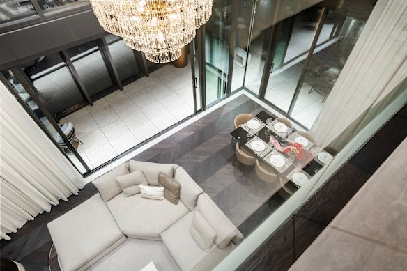 The St Leonards penthouse occupies two levels and has a double-height void similar to the penthouse at Sydney’s Crown. 