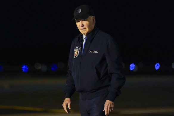 President Joe Biden walks to his car after stepping off of Air Force One at Dover Air Force Base in Delaware, Wednesday.