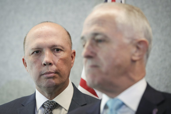 Peter Dutton and Malcolm Turnbull in 2018.