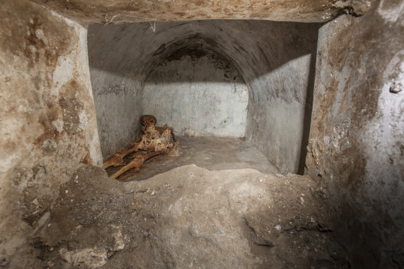 Archaeologists in Pompeii have discovered a remarkably well-preserved skeleton during excavations. 