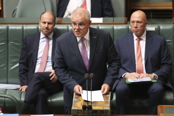 Both Josh Frydenberg (left) and Peter Dutton (right) have ruled out challenging Scott Morrison before the election.