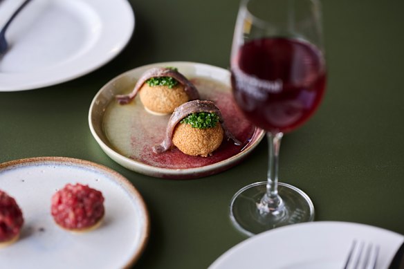 Cheese and anchovy gougere.