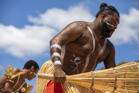 A dancer at Yabun Festival in Victoria Park on Australia Day last year.