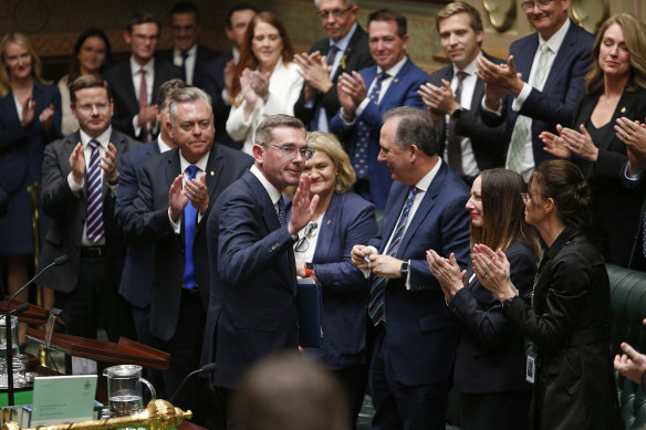 Former NSW premier Dominic Perrottet after his valedictory speech to parliament.